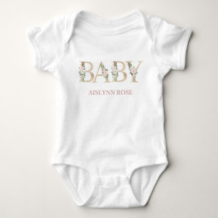 Personalised Floral Baby One Piece Baby Bodysuit