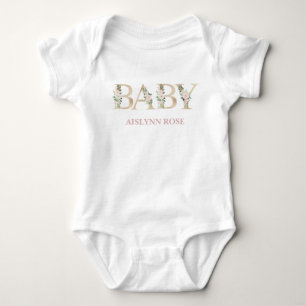 Personalised Floral Baby One Piece Bodysuit