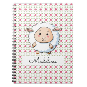 Personalised Floral Baby Sheep Notebook