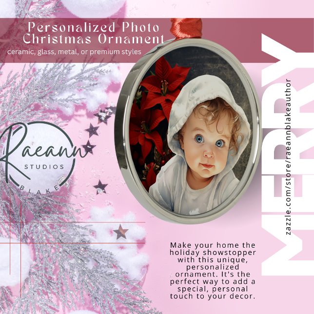 Personalised Floral Background Christmas Ornament (Creator Uploaded)