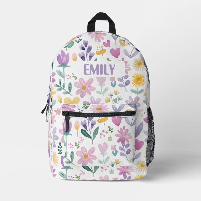Personalised Floral Backpack for Girls (Front)