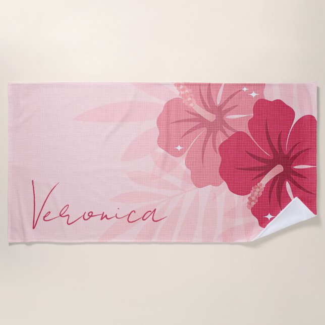 Personalised Floral Beach Towel (Front)