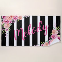 Personalised Floral Beach Towel