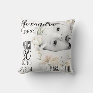 Personalised Floral Birth Announcement Pillow |