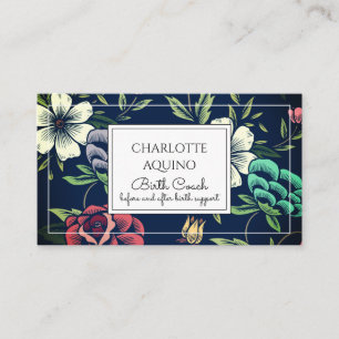 Personalised Floral Birth Coach Doula Business Card