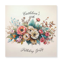 Personalised Floral Birthday Magnetic Card