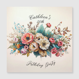 Personalised Floral Birthday Magnetic Card
