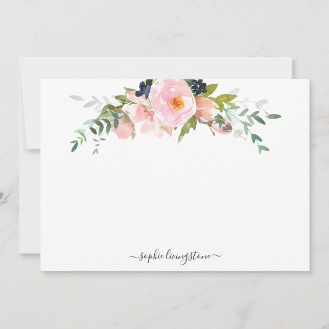 Personalised Floral Blush Pink Peony and Greenery Card (Front)