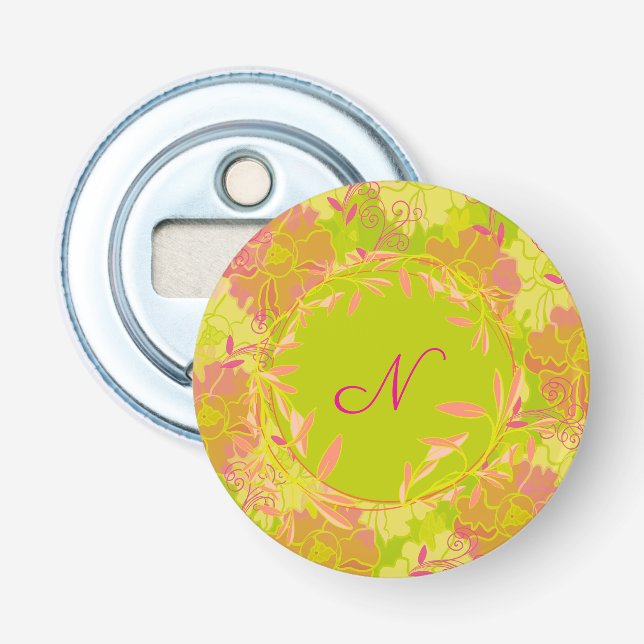 Personalised Floral Bottle Opener (Front)