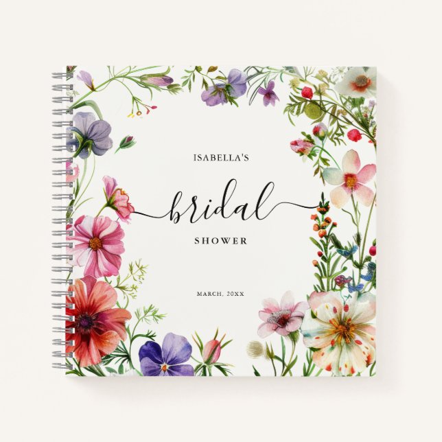 Personalised Floral Bridal Shower Guest Notebook (Front)