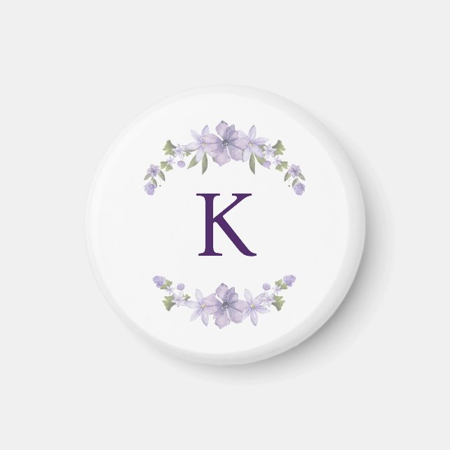 Personalised Floral Bridesmaid Initial Magnet Gift (Front)