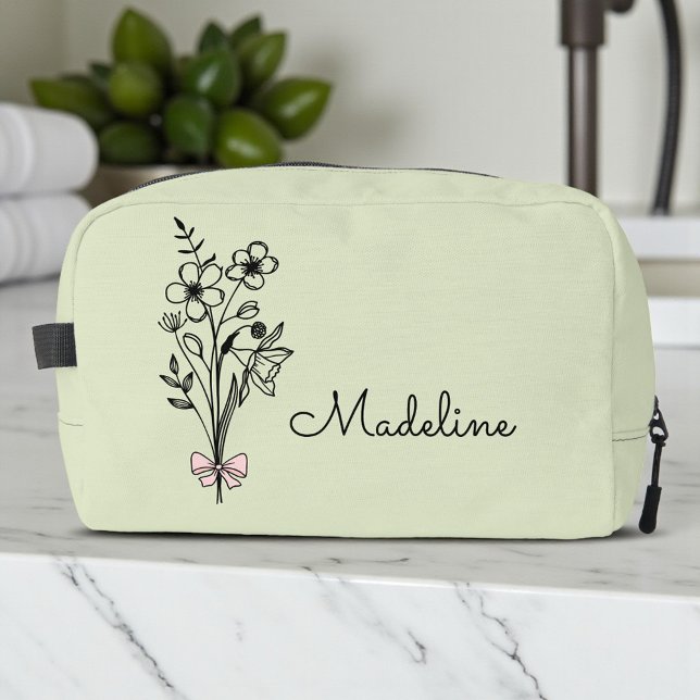 Personalised Floral Bridesmaid Sage Dopp Kit (Creator Uploaded)