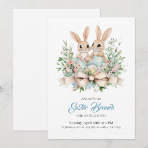 Personalised Floral Bunny Easter Brunch In Invitat Invitation