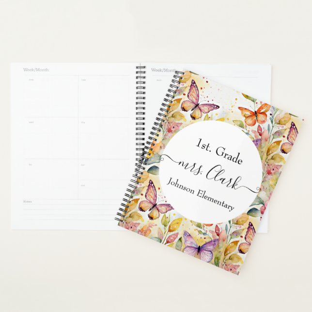 Personalised floral butterflies teacher lesson planner (Display)