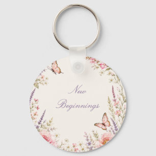 Personalised Floral Butterfly Key Ring