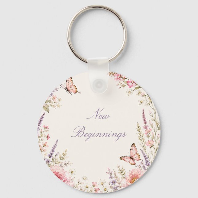 Personalised Floral Butterfly  Key Ring (Front)