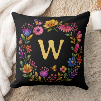 Personalised Floral Butterfly Monogram Wreath Cushion