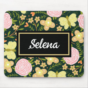 Personalised Floral Butterfly Pattern Spring Mouse Pad
