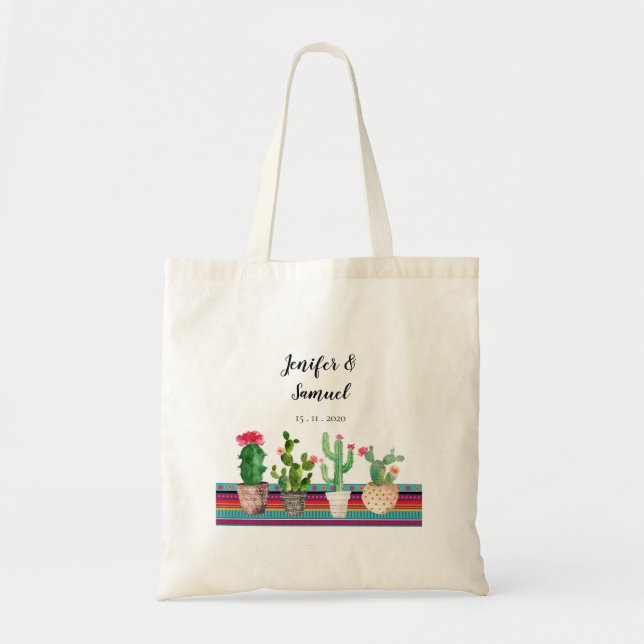 Personalised Floral Cactus Tote Bag (Front)