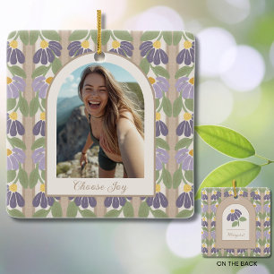 Personalised Floral Ceramic Photo Ornament
