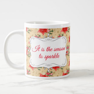 Personalised Floral Christmas Pattern Large Coffee Mug
