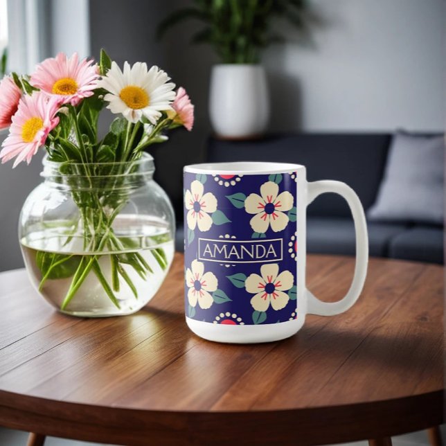 Personalised Floral Coffee Mug with Name (Creator Uploaded)