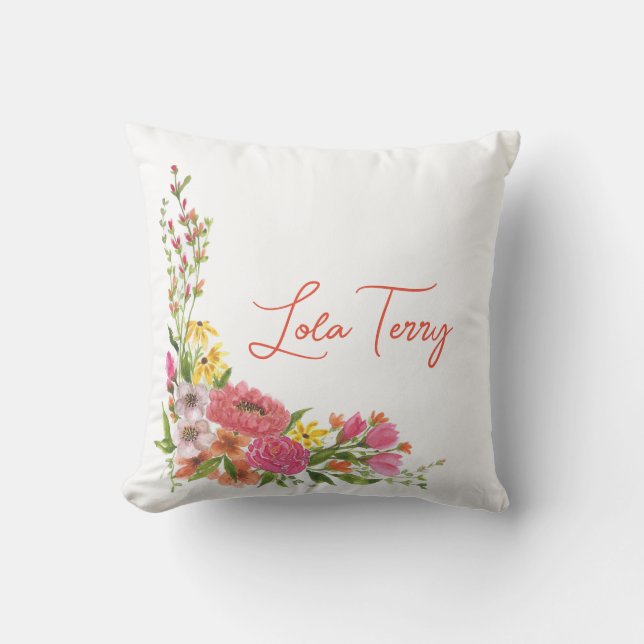 Personalised Floral Corner Pillow (Front)