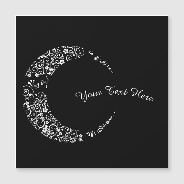 Personalised Floral Crescent Moon Magnetic Card (Front)