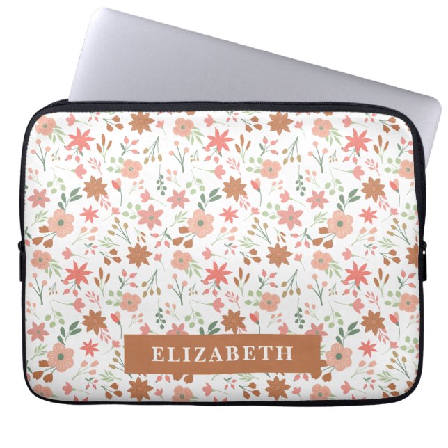 Personalised Floral Cute Spring Flower Boho Laptop Sleeve (Front)
