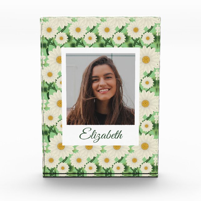Personalised Floral Daisy Pattern Photo Block (Front)