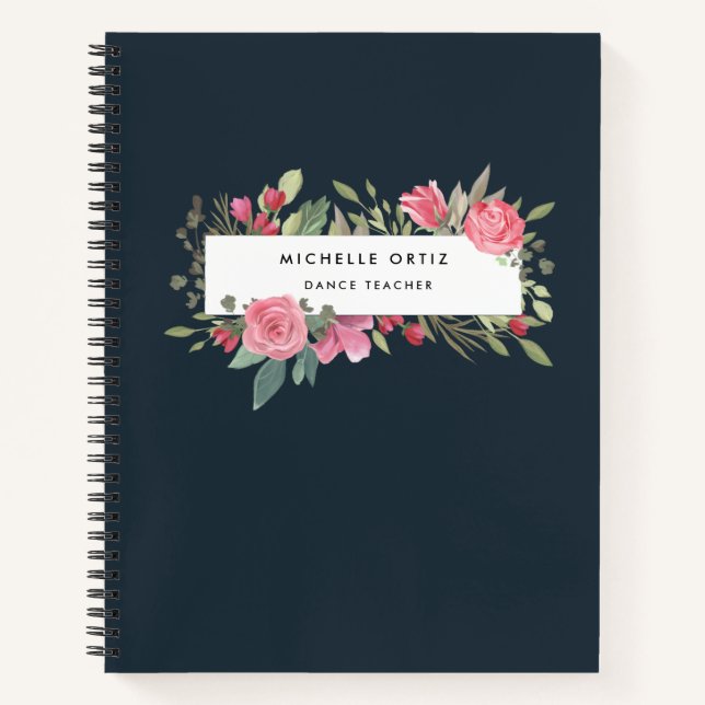 Personalised Floral Dance Teacher Notebook (Front)
