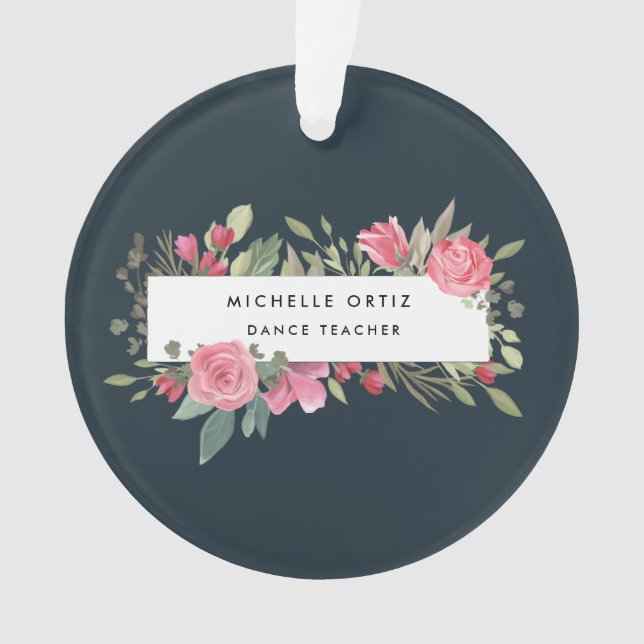 Personalised Floral Dance Teacher Ornament (Front)