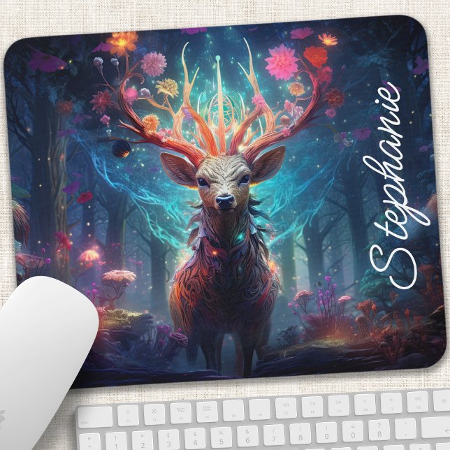 Personalised Floral Deer Mouse Pad (Creator Uploaded)