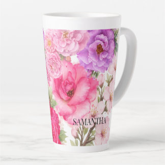 Personalised Floral Design Latte Mug