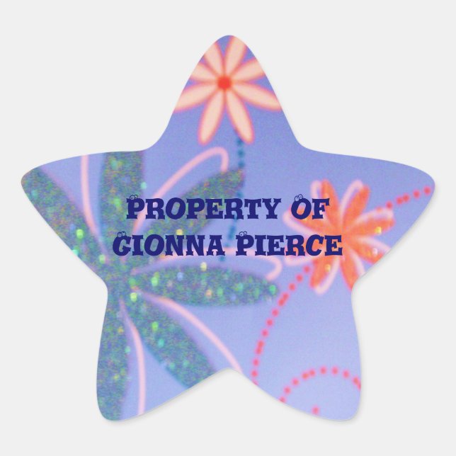 Personalised Floral Design Star Stickers (Front)