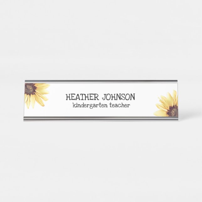 Personalised Floral  Desk Name Plate (Front)