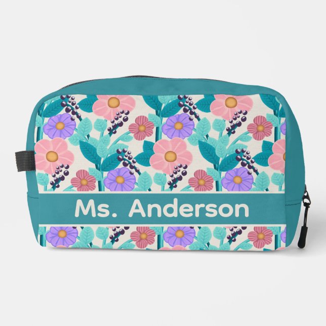 Personalised Floral Dopp Kit (Front)