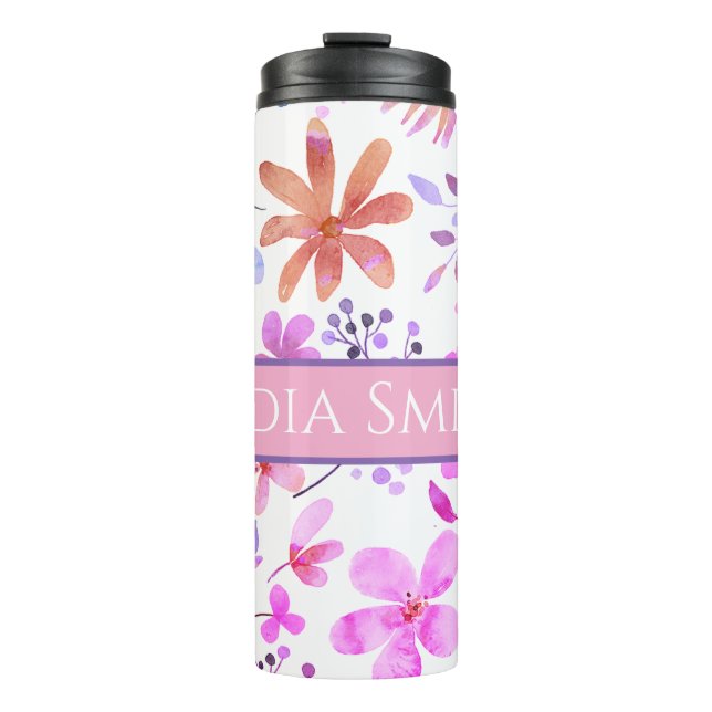 Personalised floral drink tumbler (Front)