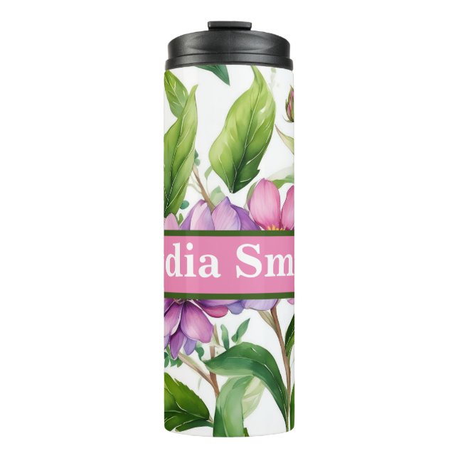 Personalised floral drink tumbler (Front)