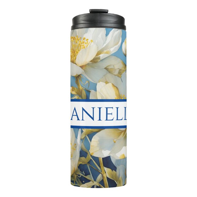 Personalised floral drink tumbler (Front)