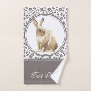 Personalised Floral Easter Rabbit design Hand Towel