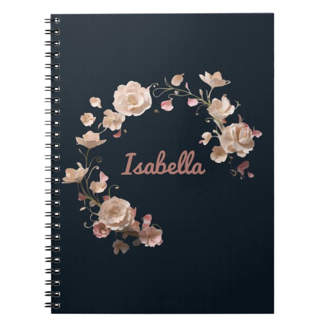 Personalised Floral Elegance Spiral Notebook (Front)