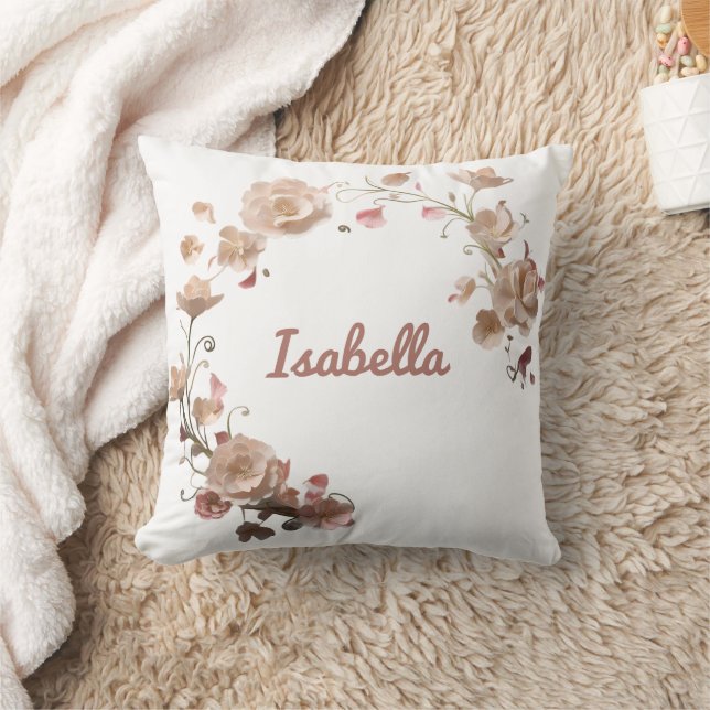 Personalised Floral Elegance Throw Pillow (Blanket)