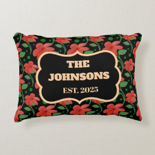 Personalised Floral Family Name Design Decorative Cushion