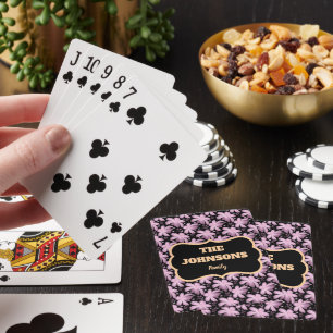 Personalised Floral Family name design Playing Cards