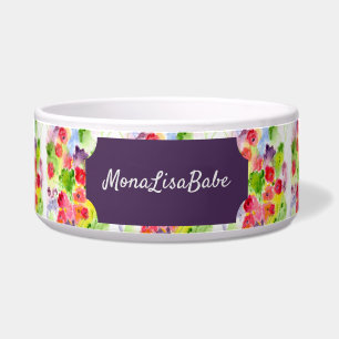 Personalised Floral Fantasy Art Pet Bowl