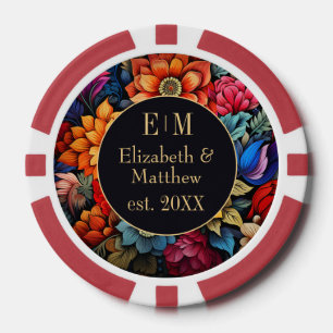 Personalised Floral Fiesta Casino Night Wedding Poker Chips