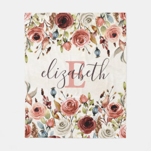 Personalised Floral Fleece Blanket