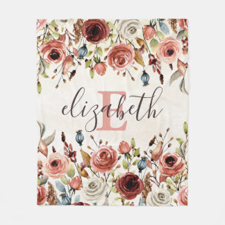 Personalised Floral Fleece Blanket