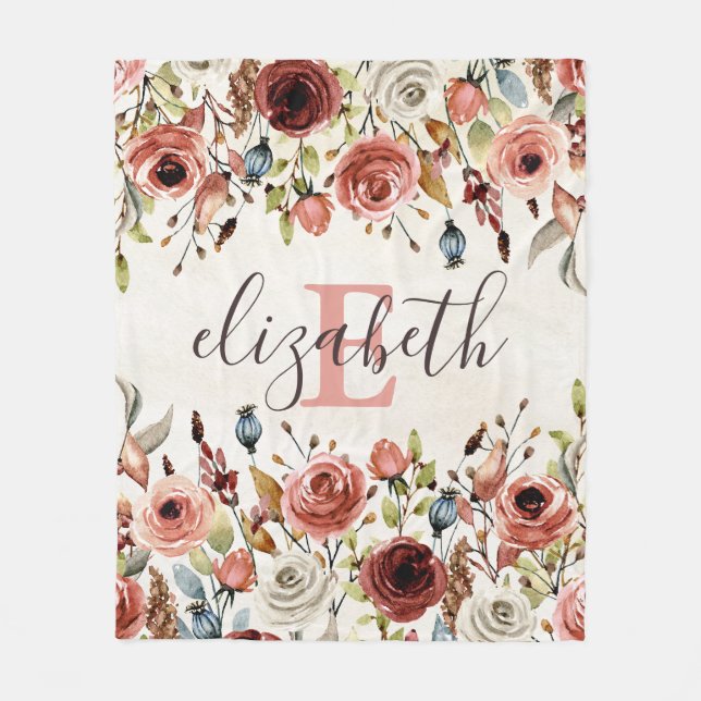 Personalised Floral Fleece Blanket (Front)